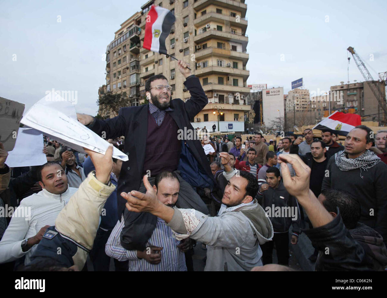 Disordini civili in Cairo, Egitto, 30 gennaio 2011. Foto Stock