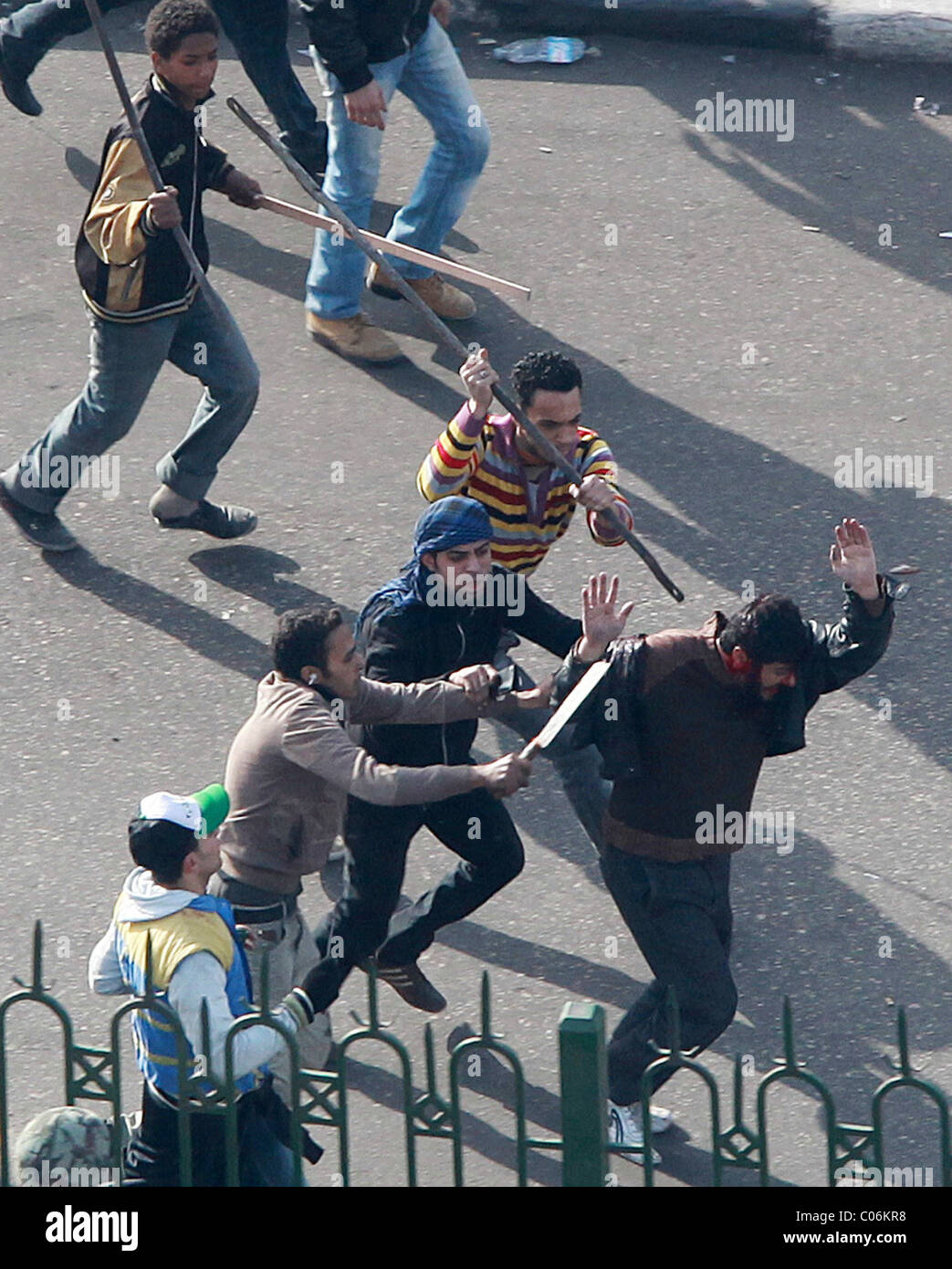 Quinto giorno di disordini del Cairo in Egitto, 3 febbraio 2011. Foto Stock