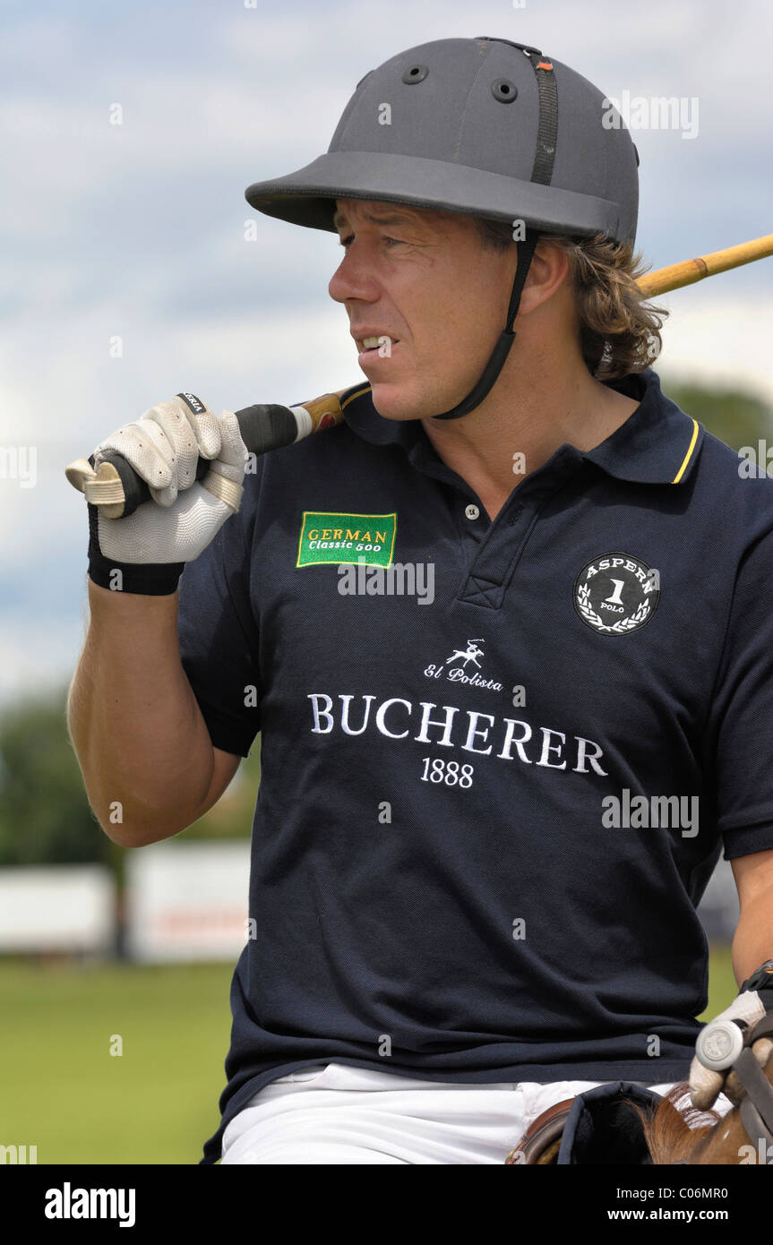 Christopher Kirsh da Team Bucherer, polo, giocatore di polo, polo torneo, Berenberg Alta meta Trophy 2009, Thann, Holzkirchen Foto Stock