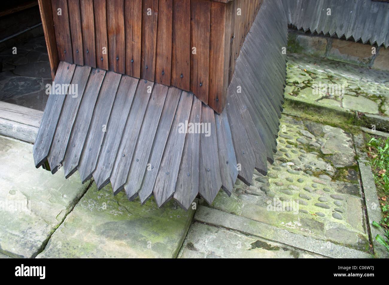 Dettaglio chiesa di legno Polonia Binarowa chiesa parrocchiale di Michele Arcangelo Foto Stock