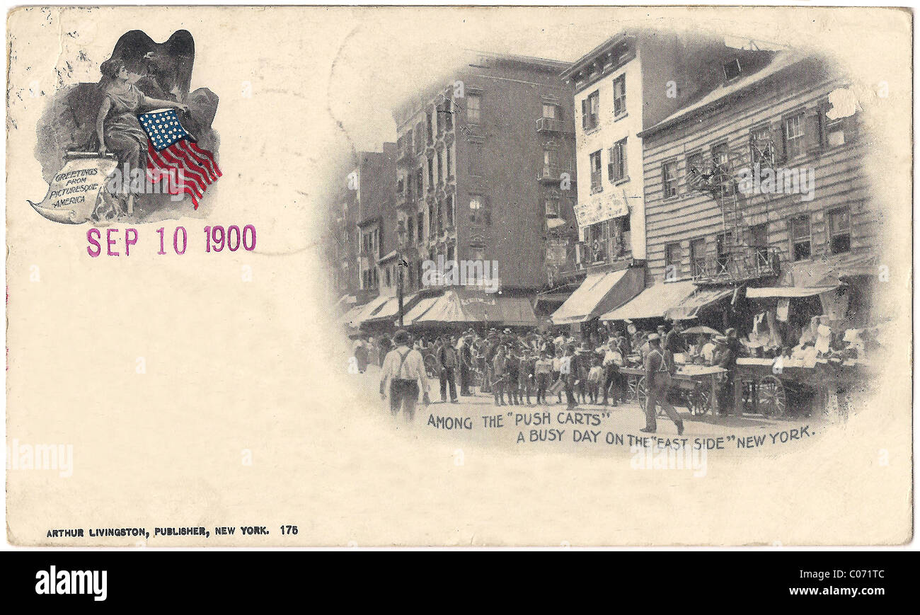 Vintage cartolina da New York,lato est Foto Stock