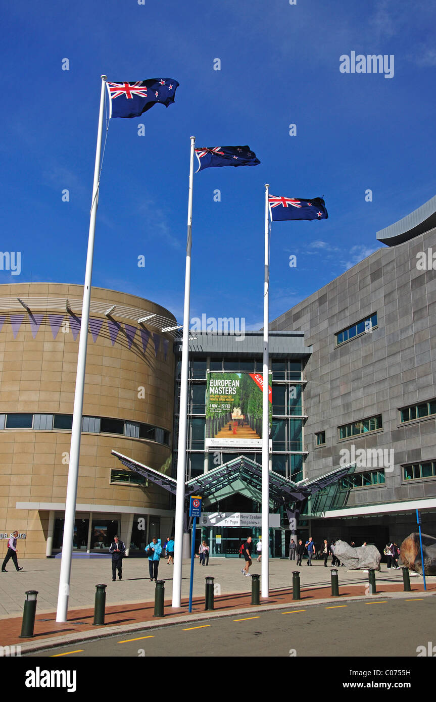 Il museo della Nuova Zelanda Te Papa Tongarewa, cavo Street, Wellington, Regione di Wellington, Nuova Zelanda Foto Stock