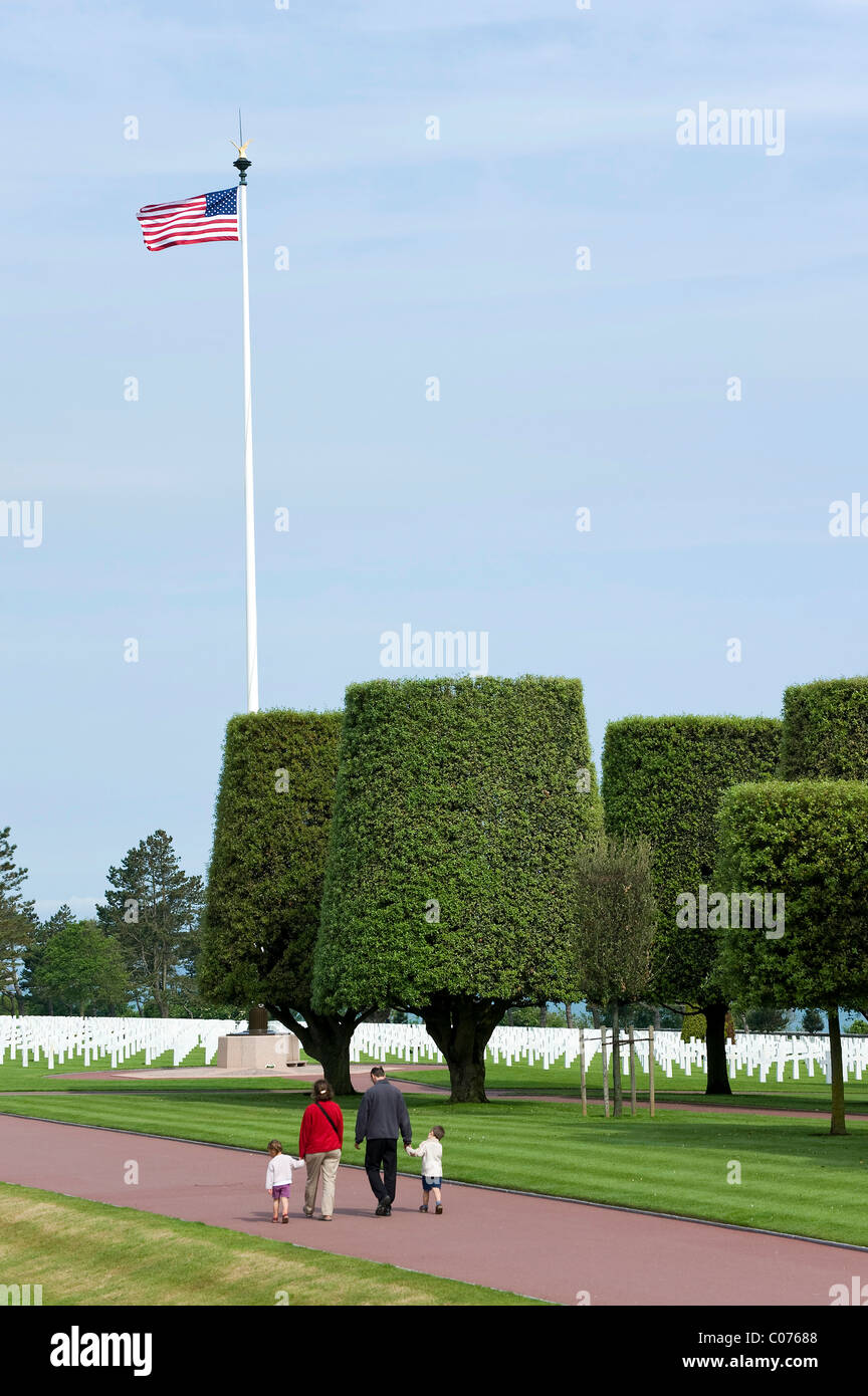 American cimitero militare di Omaha Beach vicino a Colleville sur Mer, in Normandia, Francia, Europa Foto Stock