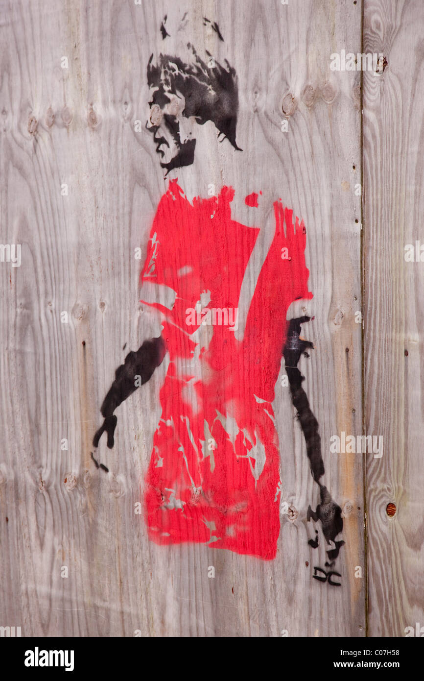 Grafitti del Liverpool caretaker manager Kenny Dalglish nello stile di Banksy Foto Stock
