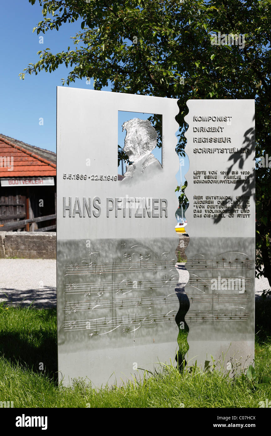Memoriale di Hans Pfitzner, Schondorf am Ammersee, Fuenfseenland o cinque laghi, Alta Baviera, Baviera, Germania, Europa Foto Stock