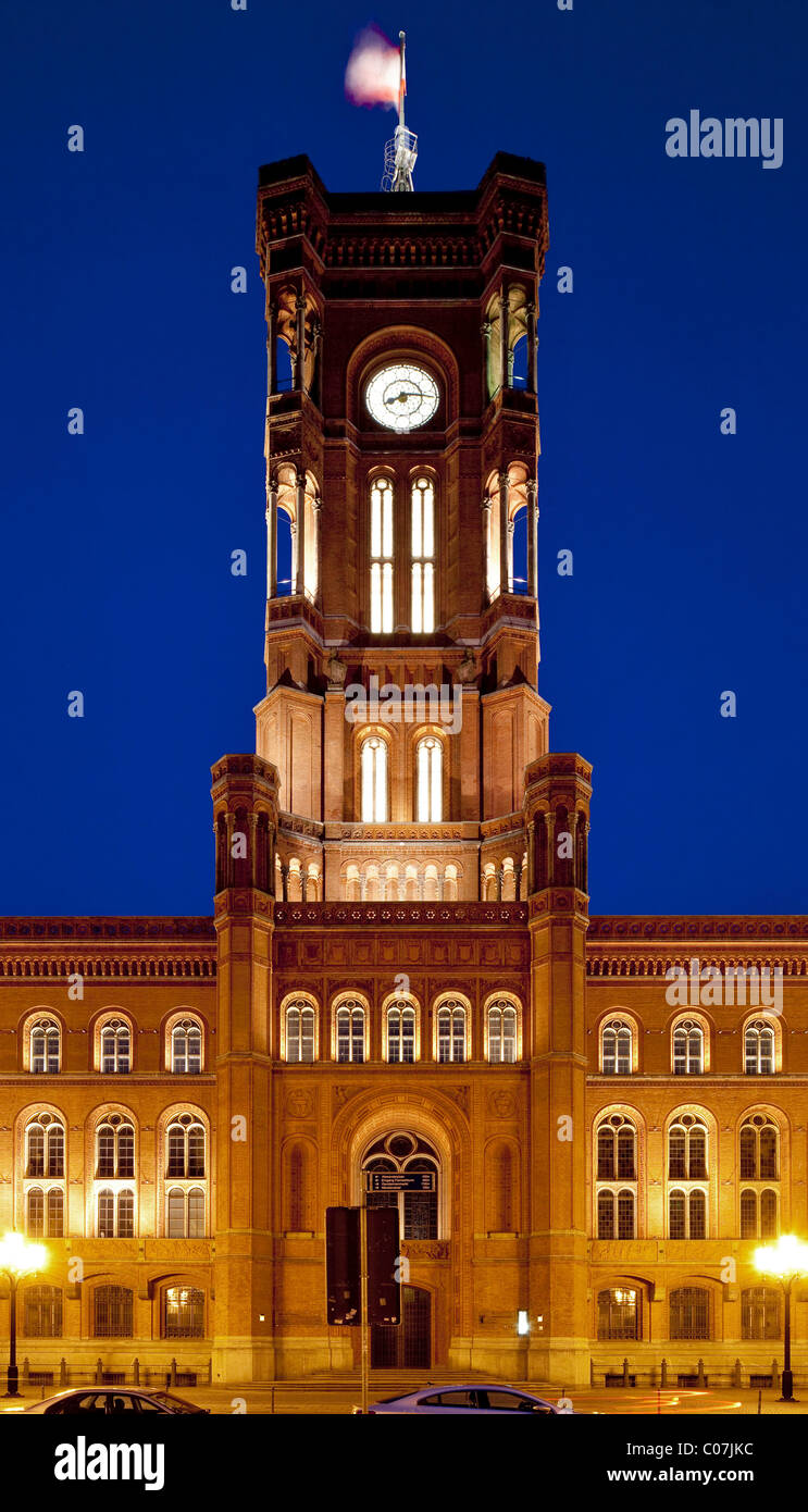 Il Rotes Rathaus, rosso municipio, Berlin-Mitte, Berlino, Germania, Europa Foto Stock