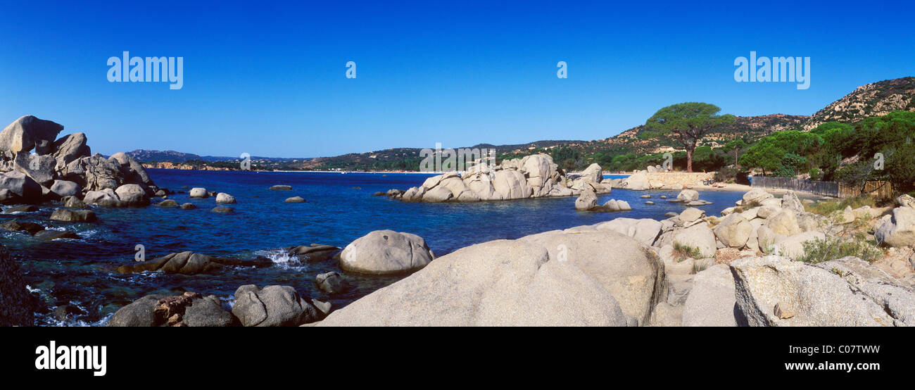 Formazione di roccia, Palombaggia Bay, East Coast, Corsica, Francia, Europa Foto Stock