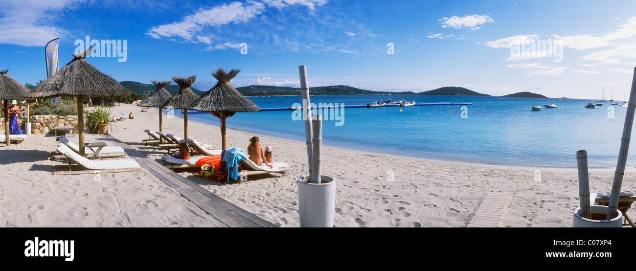 Spiaggia di sabbia, San Ciprianu, Golfe de Porto Vecchio, East Coast, Corsica, Francia, Europa Foto Stock