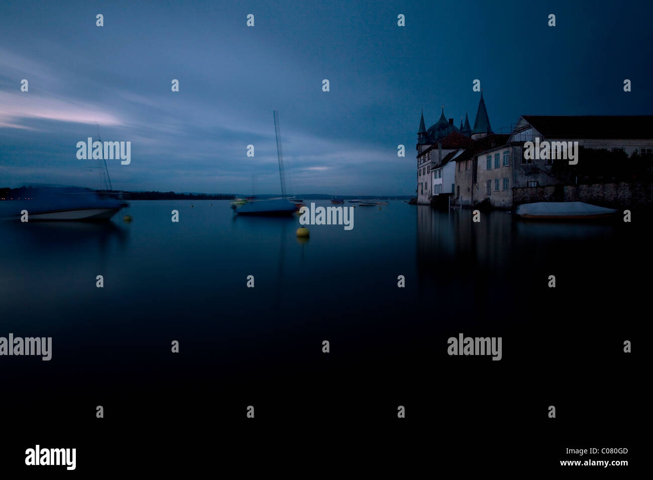 Castello di Steckborn presso il lago di Costanza nella luce della sera, Svizzera, Europa Foto Stock