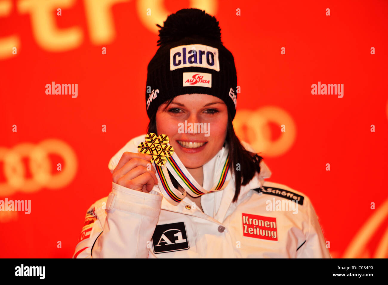 Anna Fenninger (AUT) alla FIS Mondiali di Sci 2011 a Garmisch-Partenkirchen Foto Stock