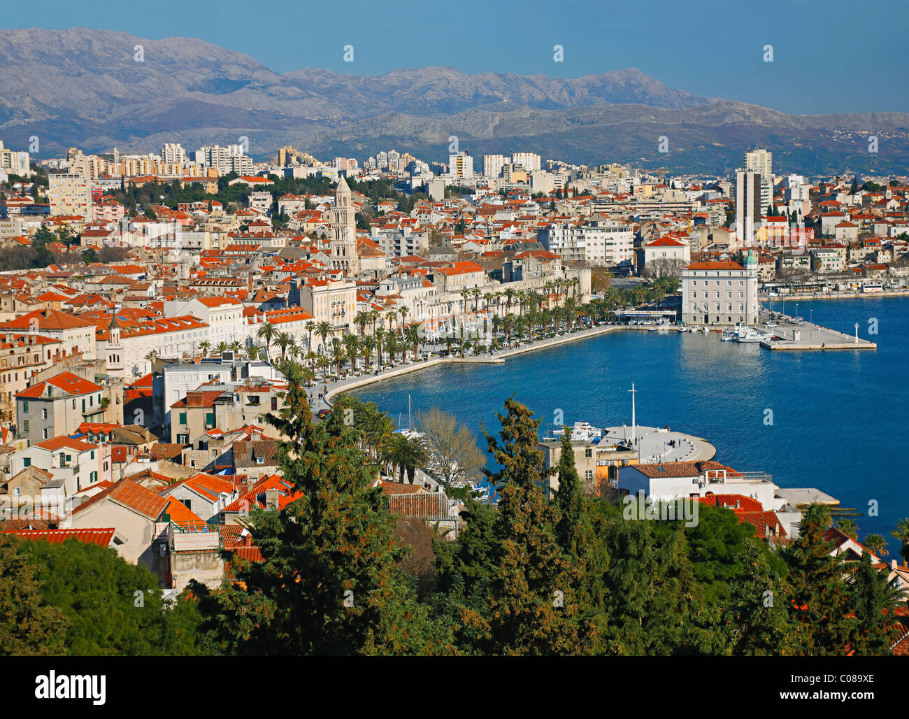 Split, vista città da Marjan, Croazia Foto Stock