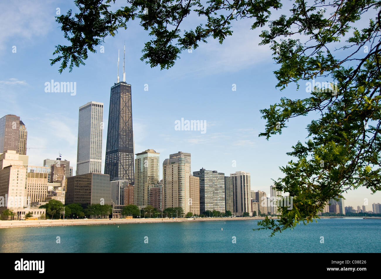 Sullo skyline di Chicago al mattino presto. Foto Stock