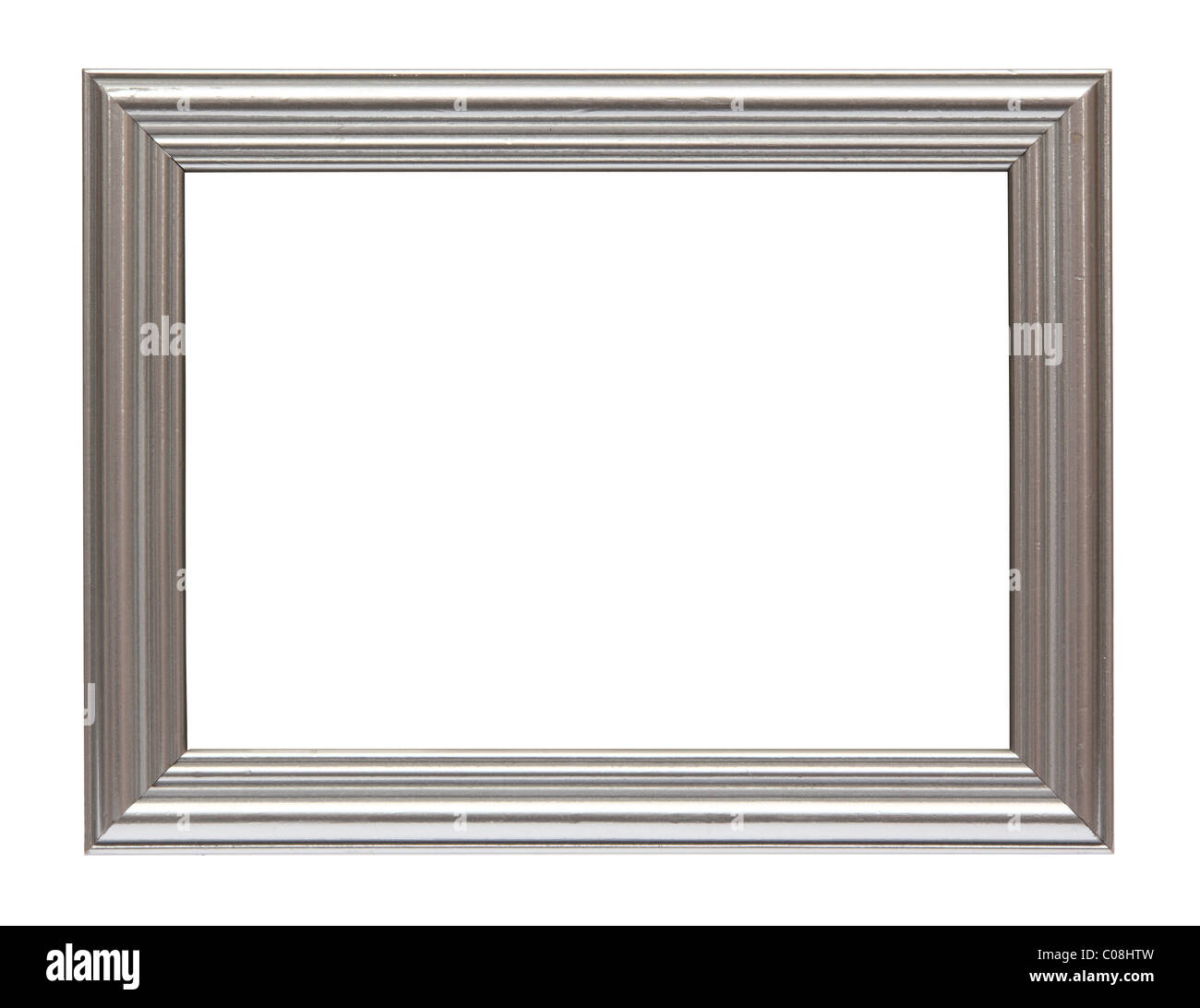 Telaio argento isolato su sfondo bianco Foto Stock