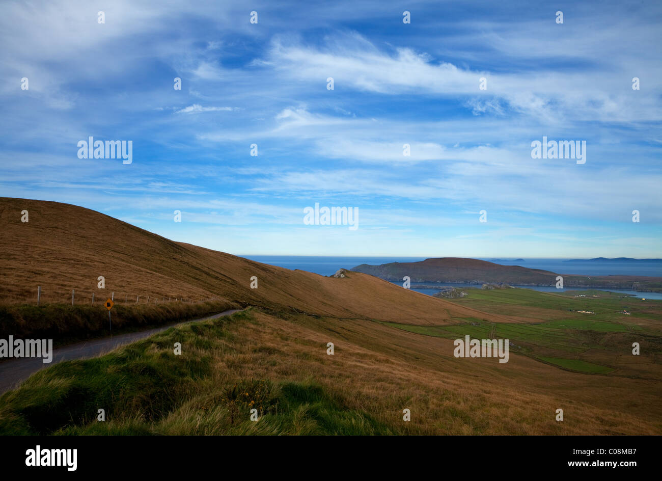 Il Pass Coomanaspig, affacciato Portmagee, Valentia distante isola, l'anello di Kerry, la Contea di Kerry, Irlanda Foto Stock