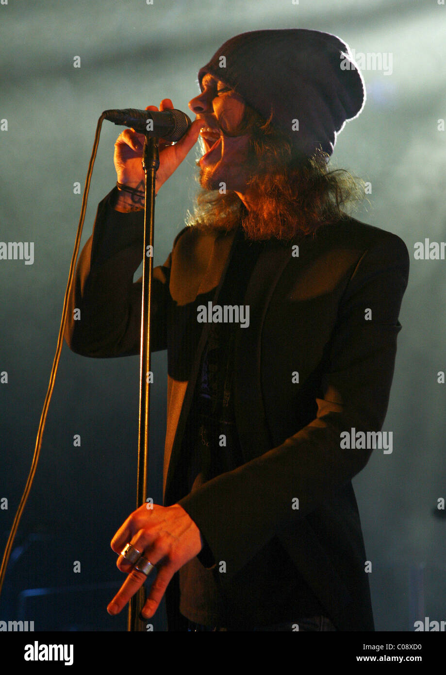Ville Valo di lui performing live al Palladium di Colonia, Germania - 24.02.2008 Foto Stock