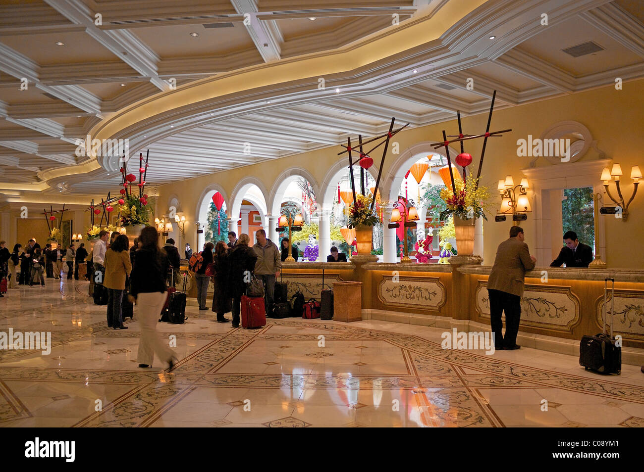La reception dell'Hotel Bellagio a Las Vegas Foto stock Alamy