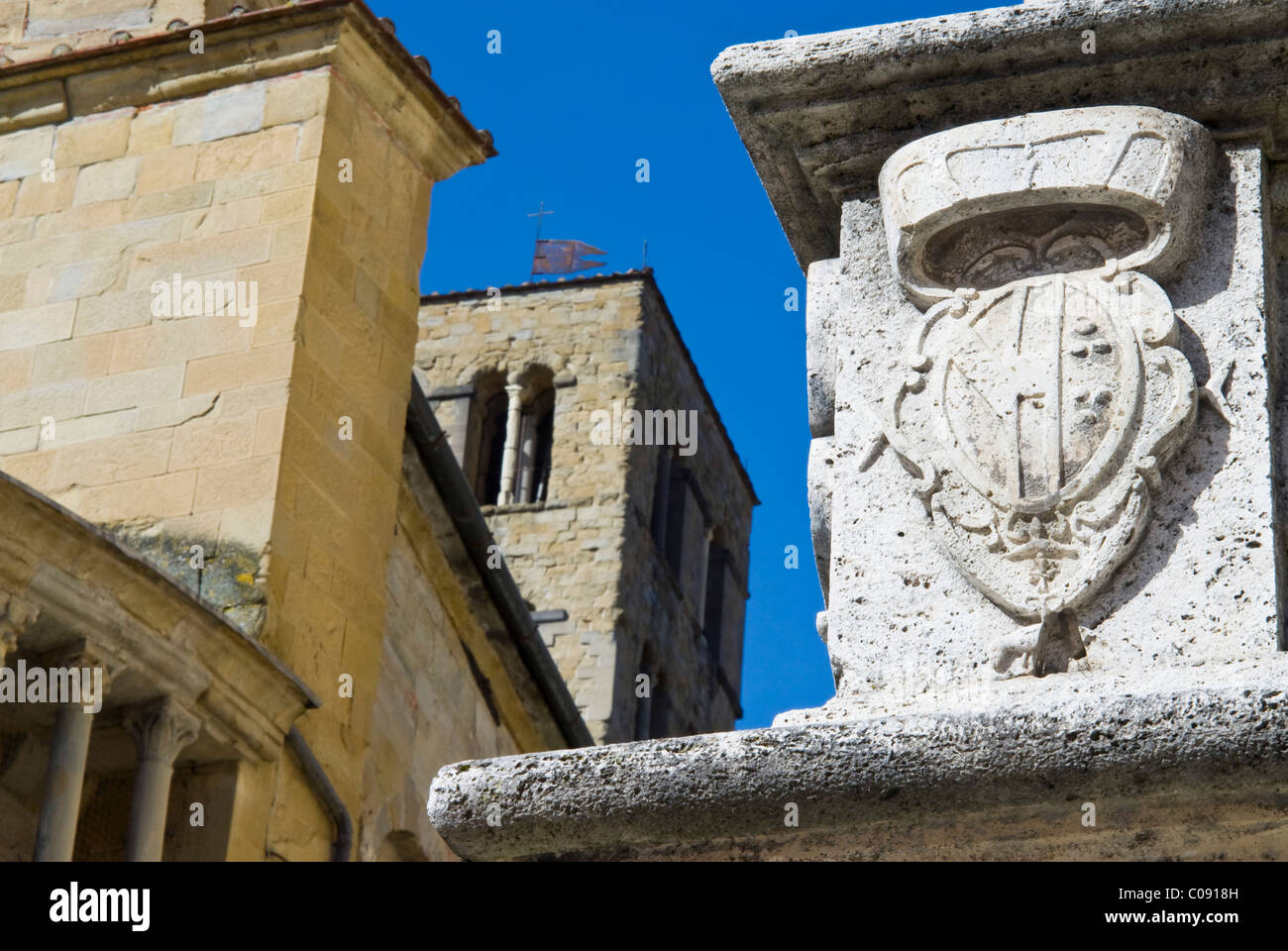 Chiesa di Santa Maria della Pieve, piazza Vasari o Piazza Grande, Arezzo, Toscana, Italia Foto Stock