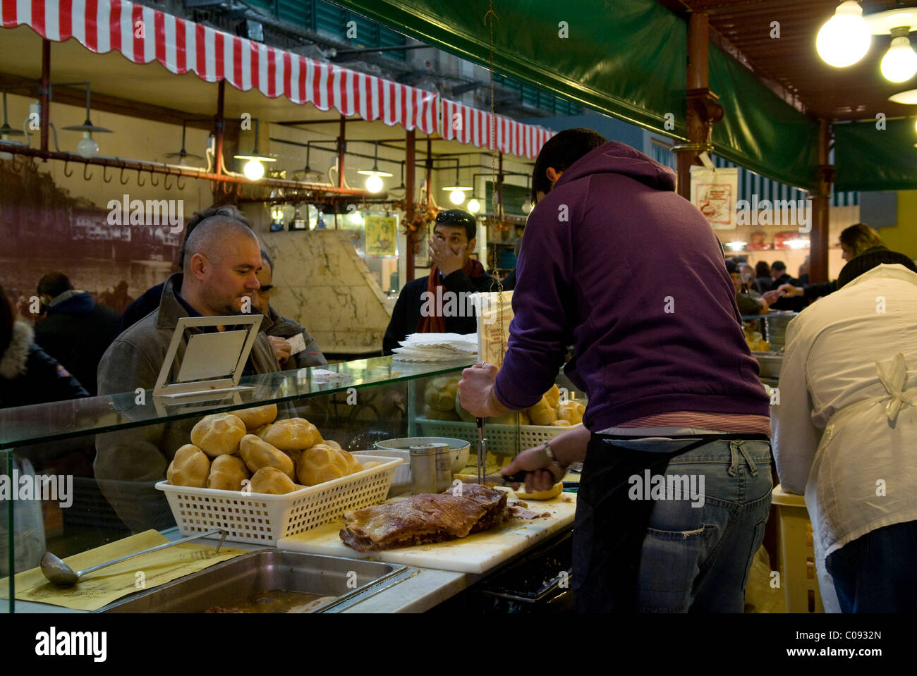 Ristorante Trattoria Nerbone, il Mercato Centrale di San Lorenzo , Firenze, Firenze, Toscana, Italia Foto Stock