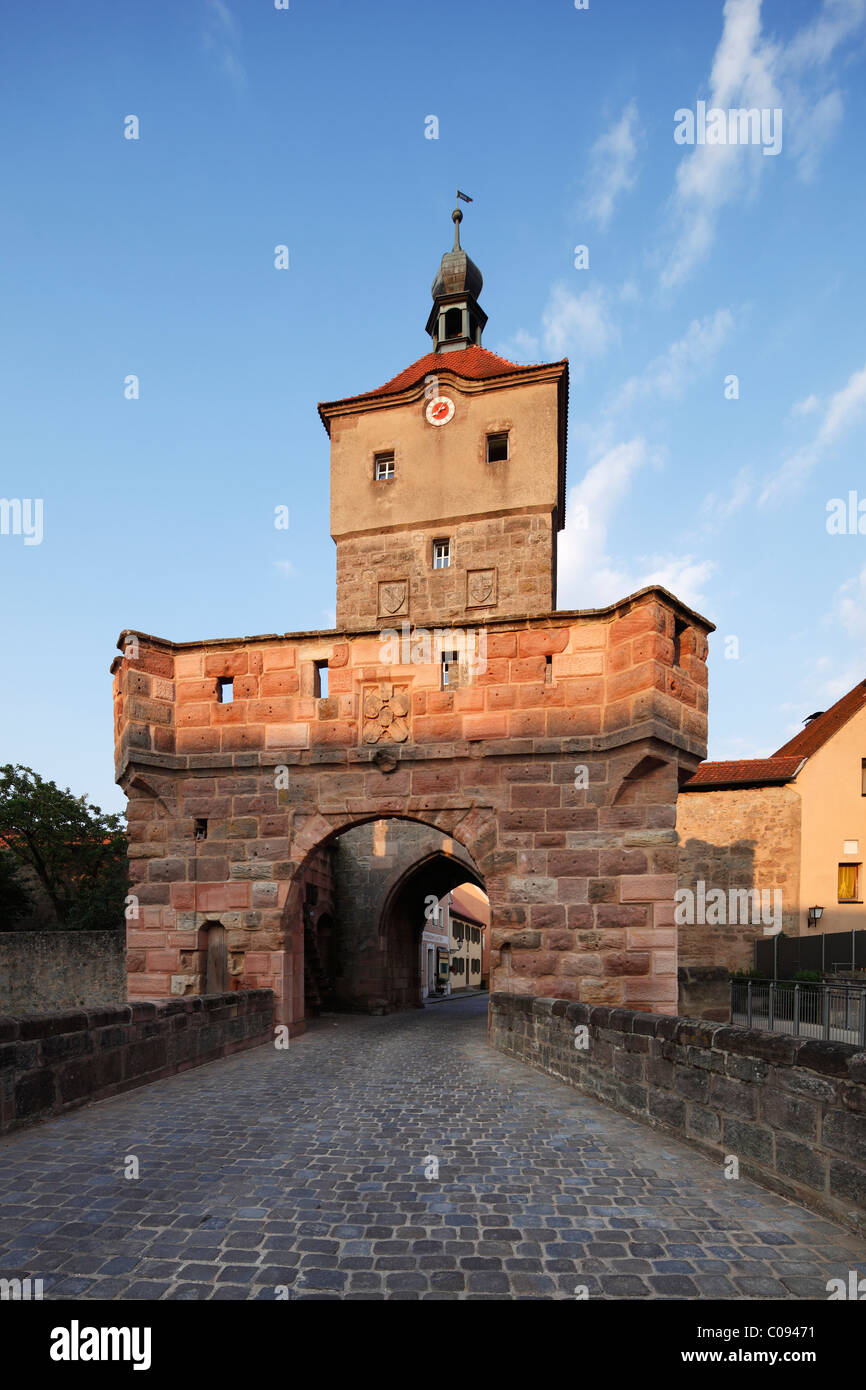 City Gate, Wolframs-Eschenbach, Media Franconia, Franconia, Baviera, Germania, Europa Foto Stock