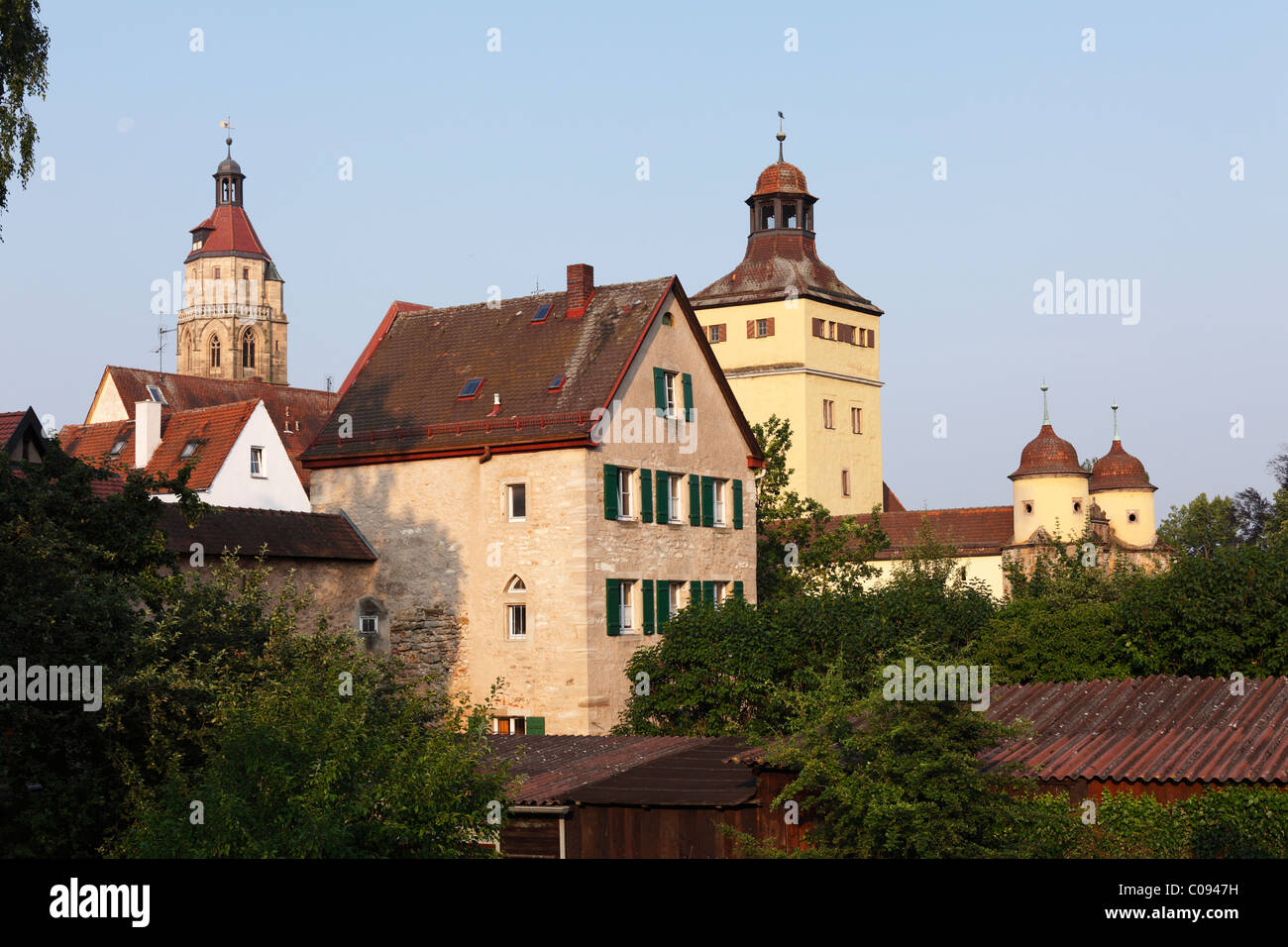 Le mura della città, Ellinger Gate, Weissenburg in Baviera, Media Franconia, Franconia, Baviera, Germania, Europa Foto Stock