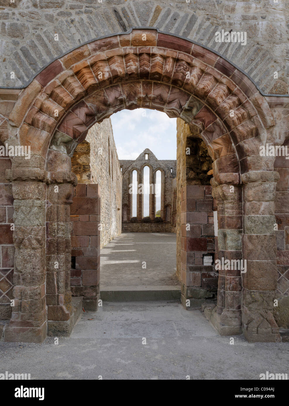 Portale decorato, Cattedrale di Ardfert, nella contea di Kerry, Irlanda Isole britanniche, Europa Foto Stock