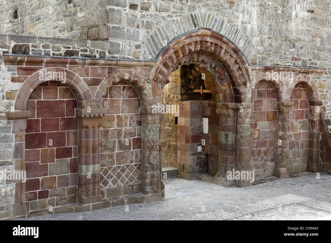 Portale decorato, Cattedrale di Ardfert, nella contea di Kerry, Irlanda Isole britanniche, Europa Foto Stock