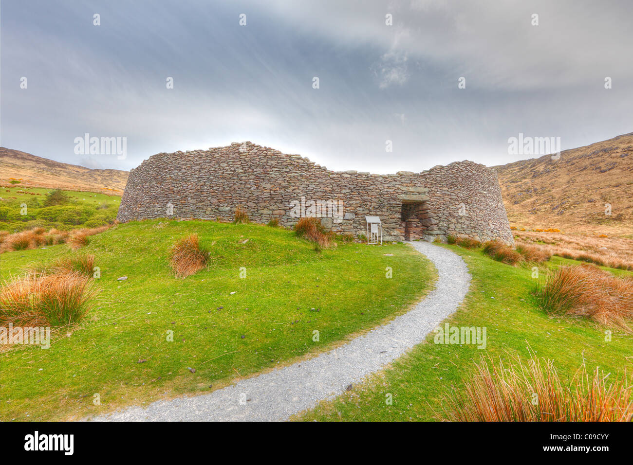 Staigue Fort, pietra rotonda fort, Ring of Kerry County Kerry, Irlanda Isole britanniche, Europa Foto Stock