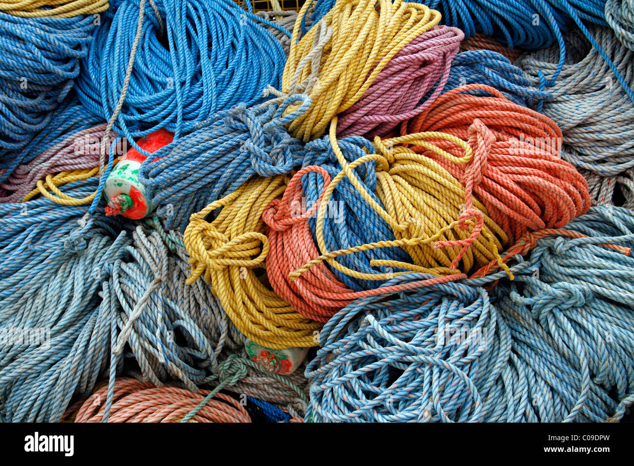 Corda, amicizia villaggio di pescatori, costa del Maine, New England, STATI UNITI D'AMERICA Foto Stock