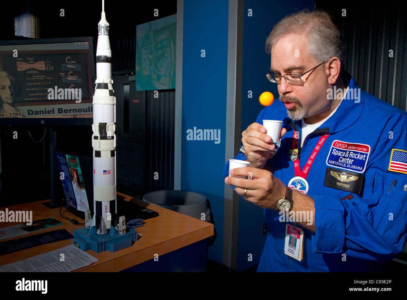 Museo volontario dimostra il principio di Bernoulli a U.S. Spazio e Rocket Center situato a Huntsville, Alabama, Stati Uniti d'America. Foto Stock