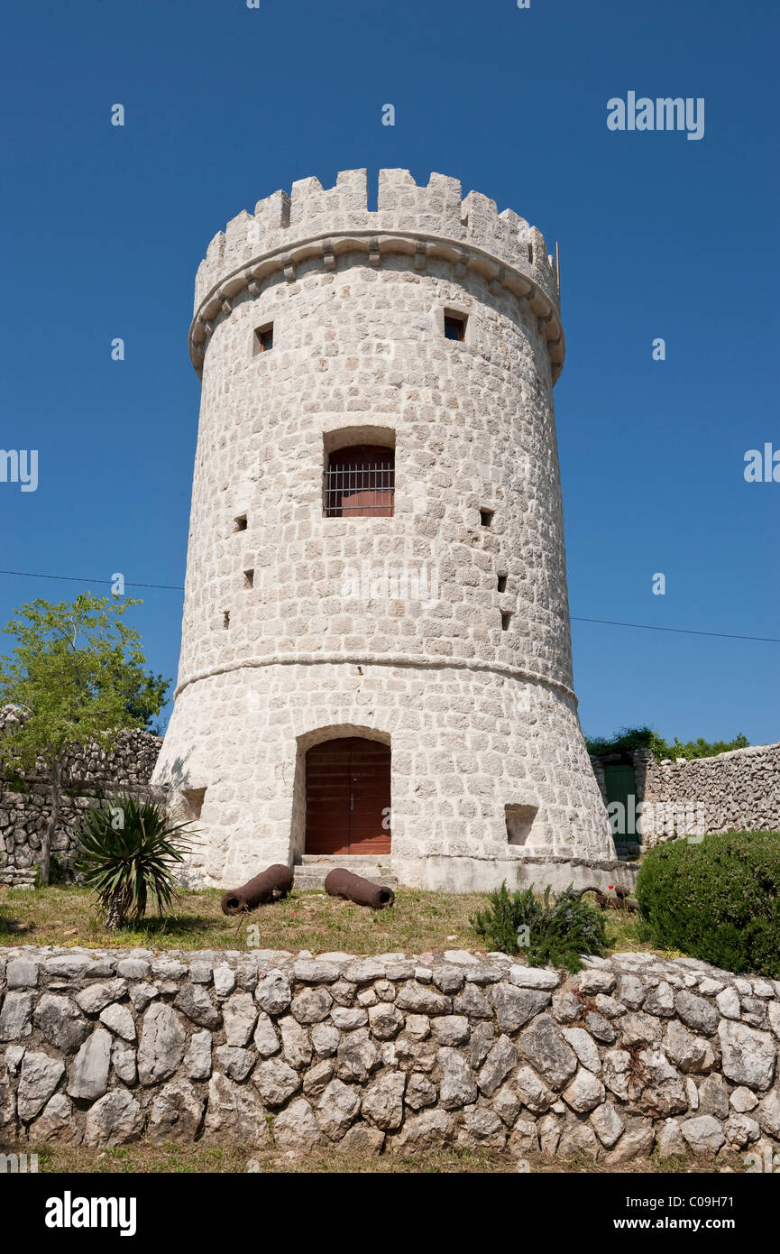 Torre di difesa, Cres, isola di Cres, Croazia, Europa Foto Stock