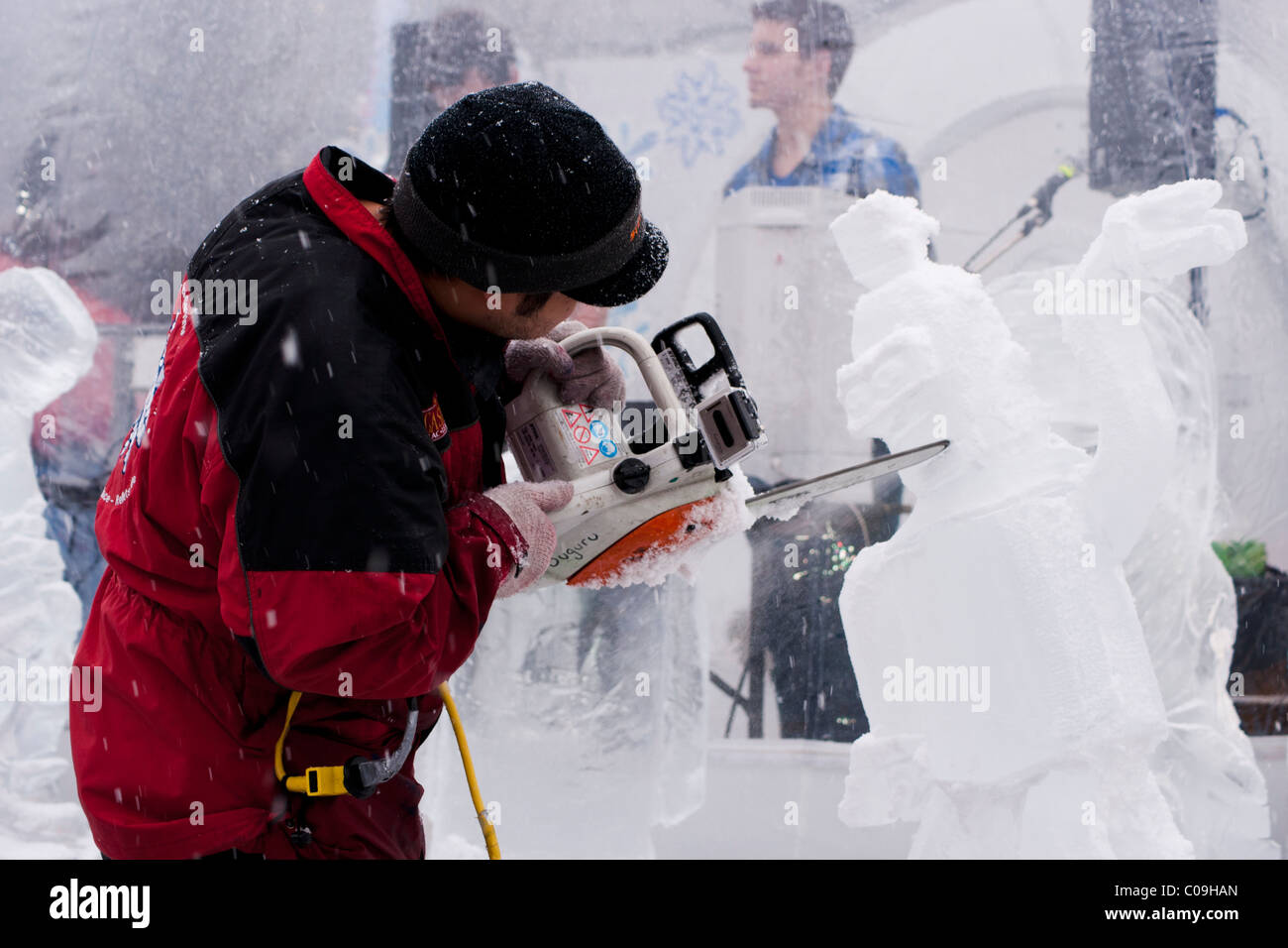 Sculture di ghiaccio della concorrenza a Winterlude festival. Ottawa, Ontario, Canada. Foto Stock