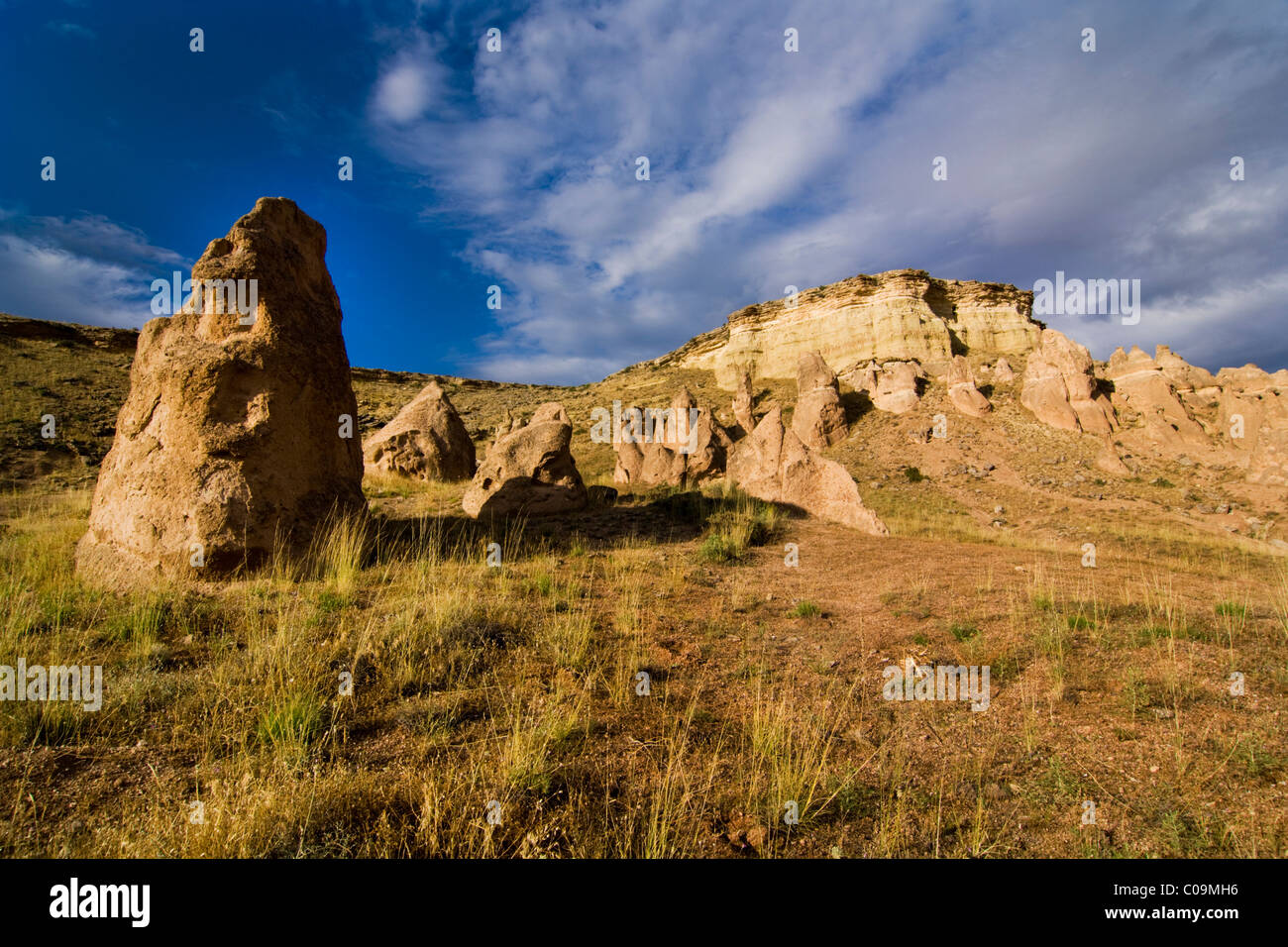 Paesaggio di tufo, Cappadocia, Anatolia centrale, Turchia, Asia Foto Stock