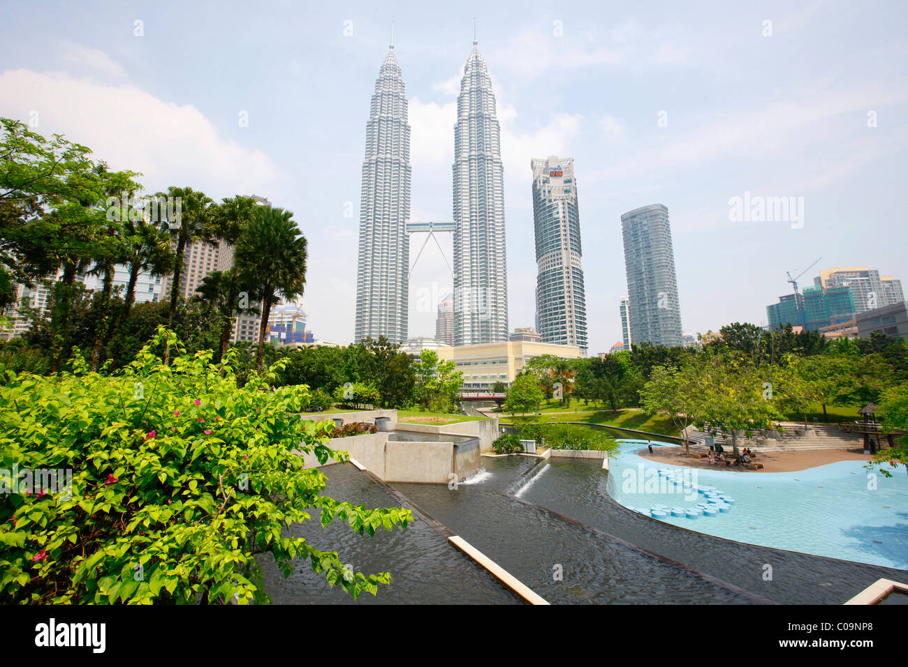 Del Parco KLCC Petronas Twin Towers, Kuala Lumpur, Malesia, Asia Foto Stock