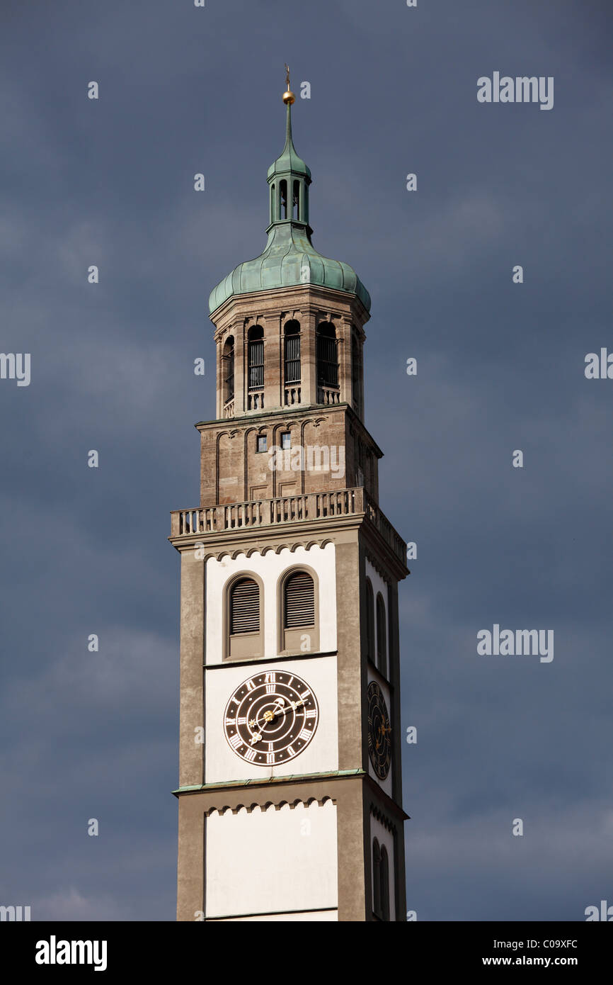 Torre Perlachturm, Augsburg, Schwaben, Baviera, Germania, Europa Foto Stock