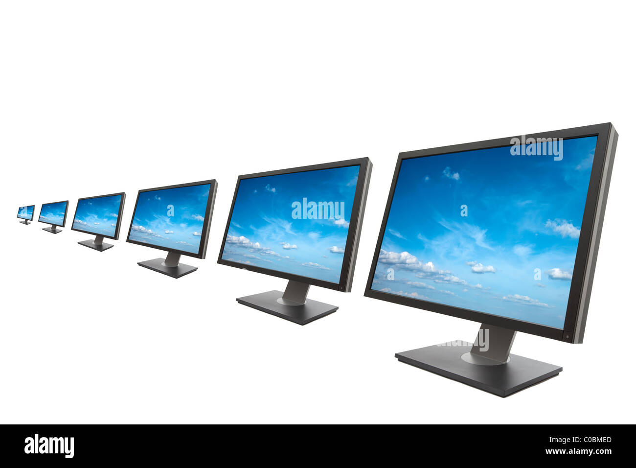 Il monitor di un computer con sky sullo schermo isolato Foto Stock