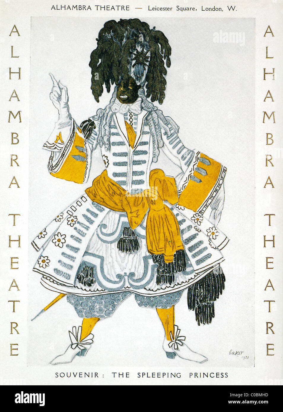 Leon Bakst, la principessa dorme, 1921 costume design sul coperchio del programma per l'Alhambra Theatre London produzione Foto Stock