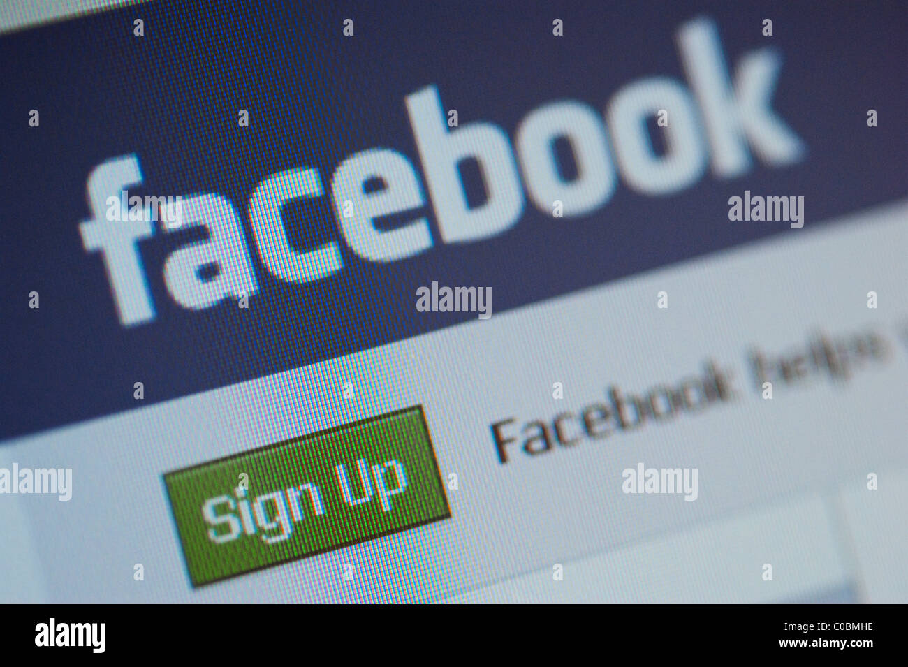 Il social network Facebook sito web. Schermata di iscrizione. Foto Stock