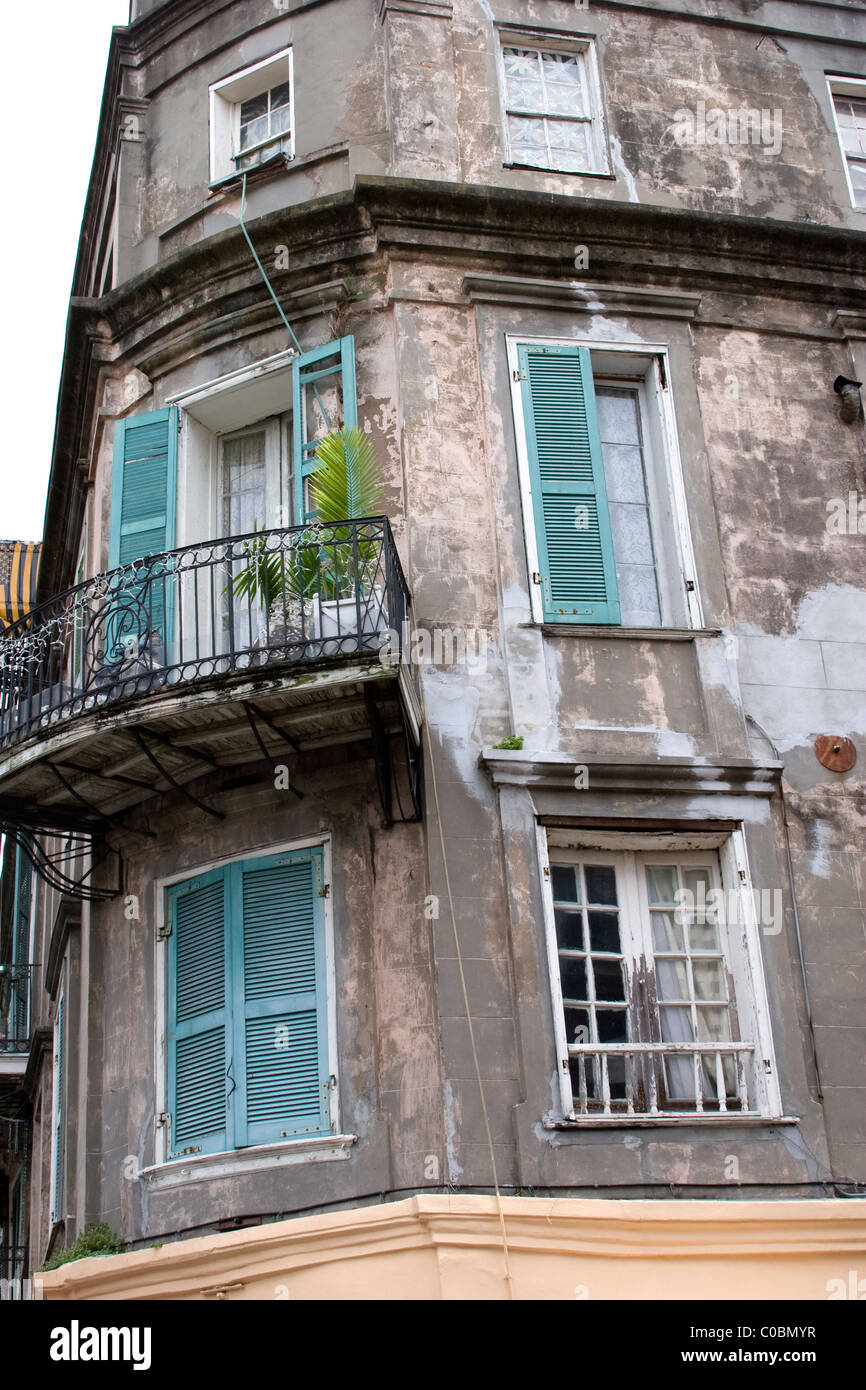 New Orleans edifici con balconi nel Quartiere Francese Foto Stock