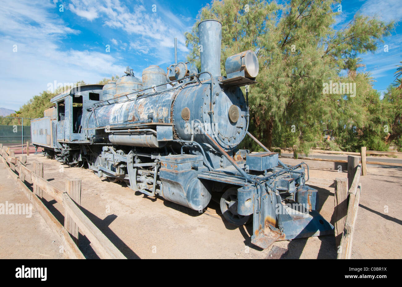 L'olio burning Baldwin 280 locomotore portato borato minerali dalle miniere di Ryan alla mainline ferrovia a Death Valley junction Foto Stock