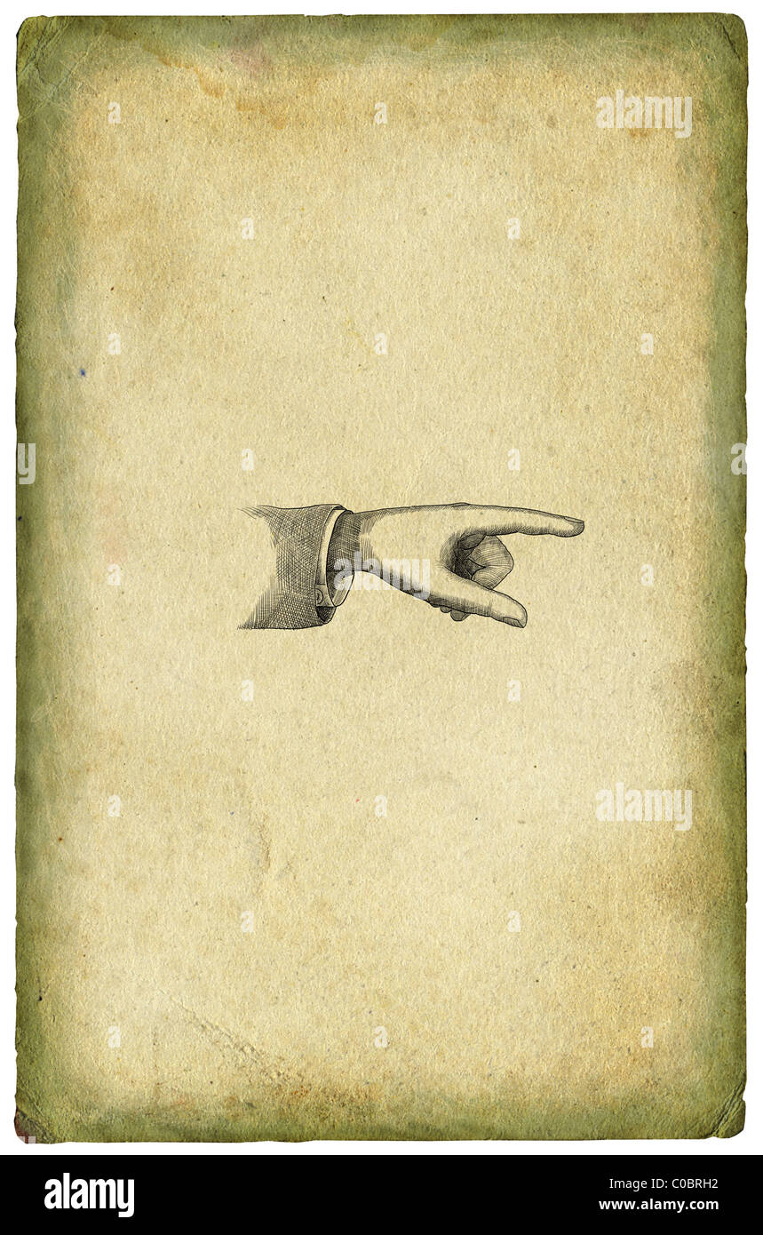 Vecchia carta con illustrazione a mano Foto Stock