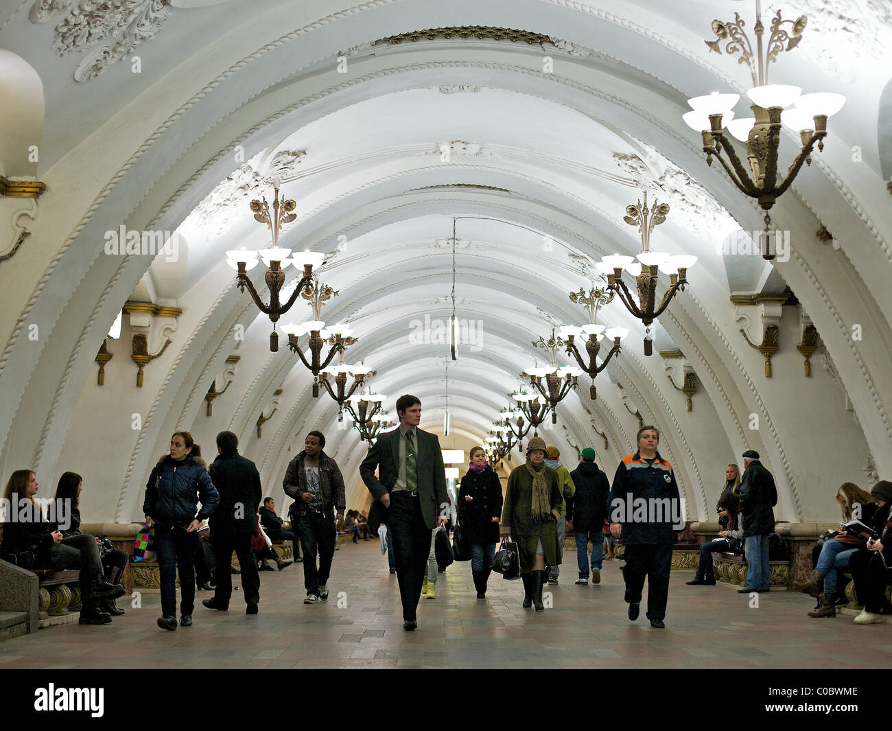 Arbatskaya la stazione della metropolitana di Mosca la metropolitana di Mosca, Russia Foto Stock