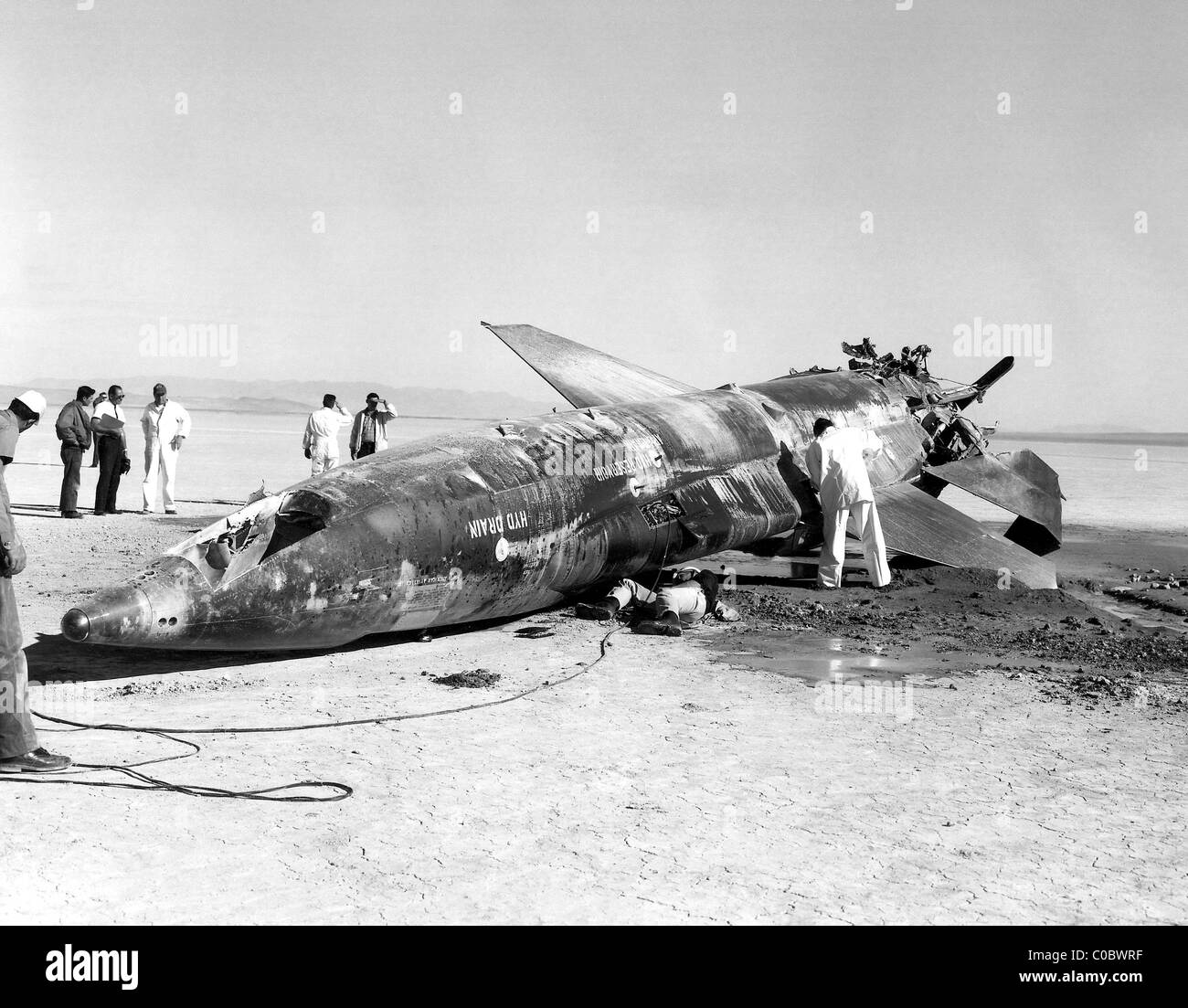X-15 crash al Lago di fango, Nevada, Stati Uniti d'America il 9 novembre 1962. Foto Stock