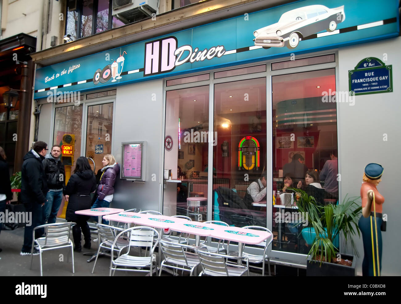Parigi, Francia - happydaysdiner, HD diner, American food nel quartiere latino, quinto e sesto arrondissement Foto Stock