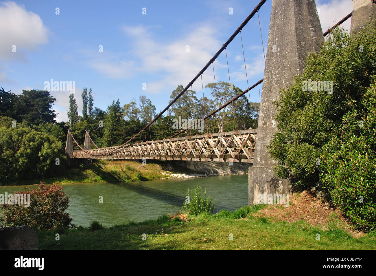 Il centro storico di Clifden ponte di sospensione, Clifden, Southland, Isola del Sud, Nuova Zelanda Foto Stock