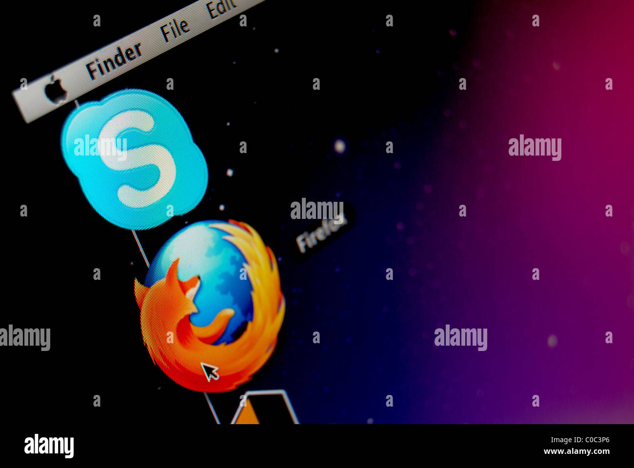 Una illustrazione della foto del Browser Web Mozilla Firefox applicazione nel Dock di un Apple MacBook con OSX Snow Leopard Foto Stock