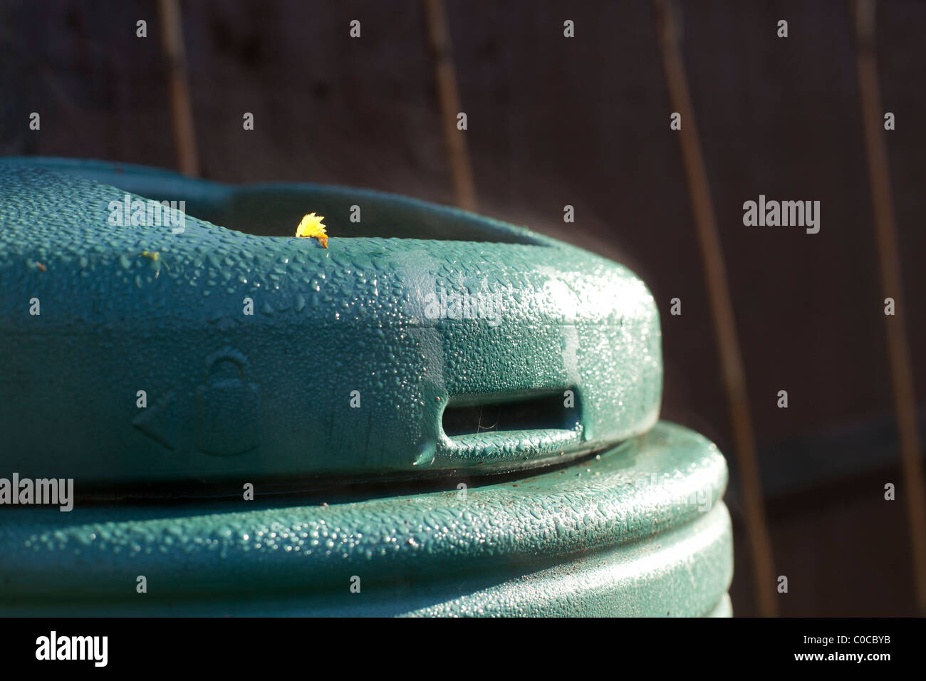 Il compost bin della cottura a vapore in presenza di luce solare Foto Stock