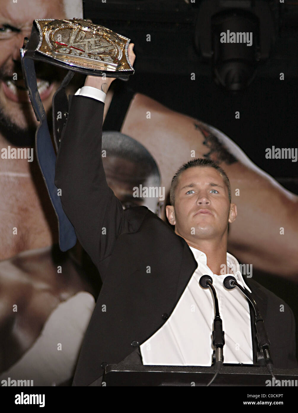 Randy Orton conferenza stampa al Hard Rock Cafe Times Square per WrestleMania XXIV che si svolgerà domenica 30 marzo 2008, Foto Stock