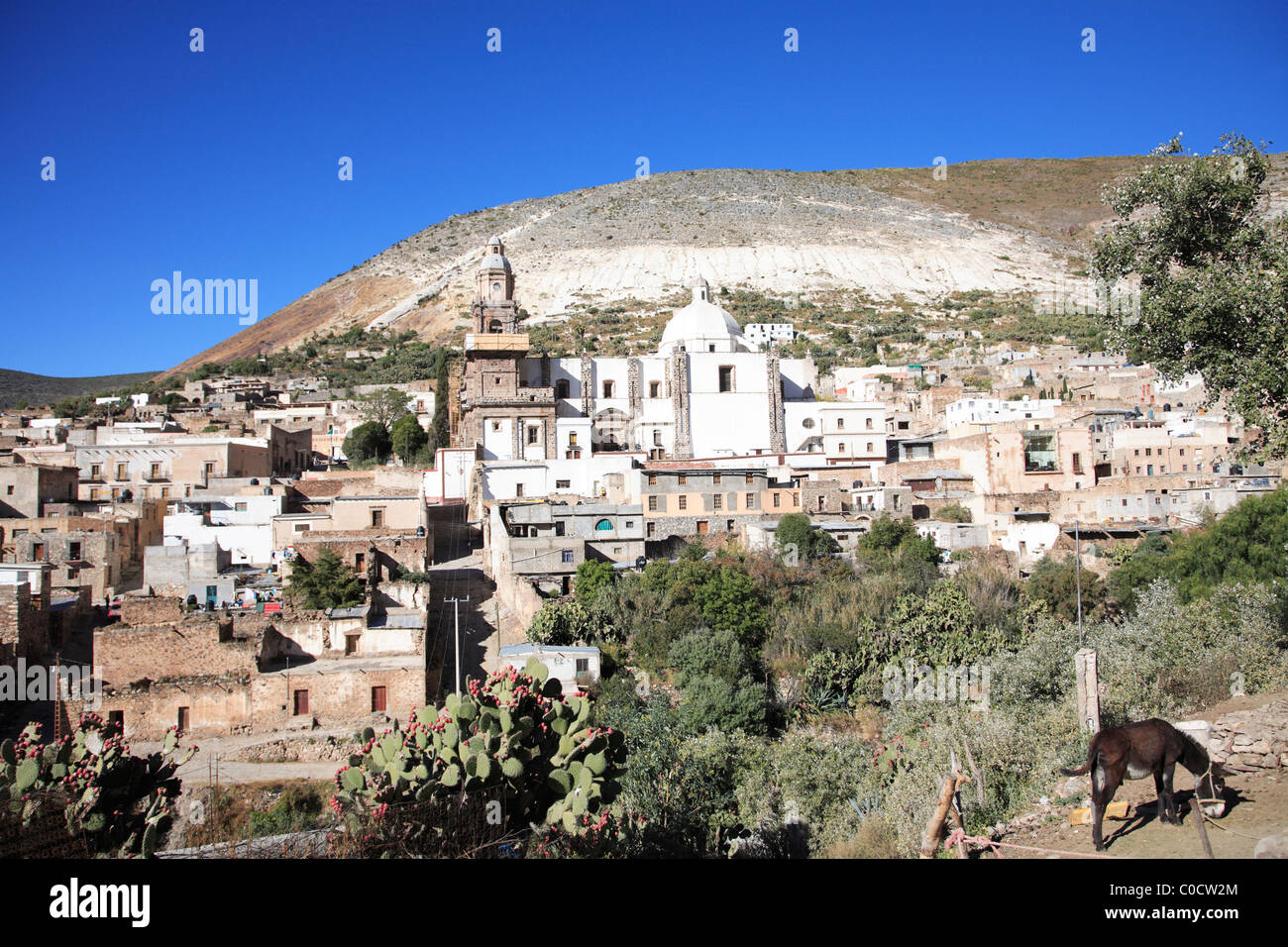 Parrocchia dell Immacolata Concezione, pellegrinaggio cattolico sito, vista di Real de Catorce, San Luis Potosi, Messico Foto Stock