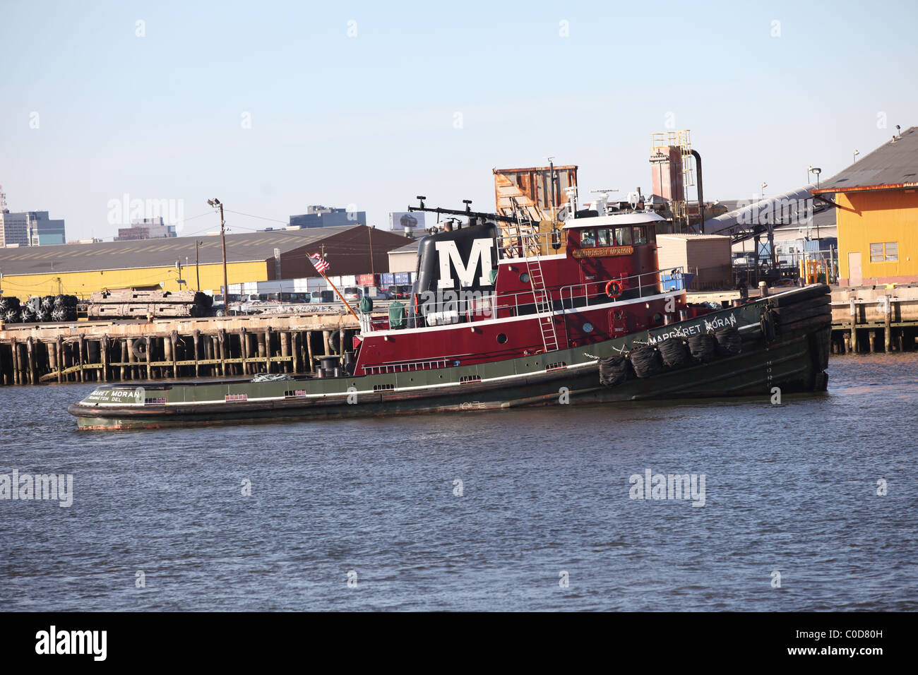 Rimorchiatore Moran, Newark Bay, Newark, NJ Essex County, STATI UNITI D'AMERICA Foto Stock