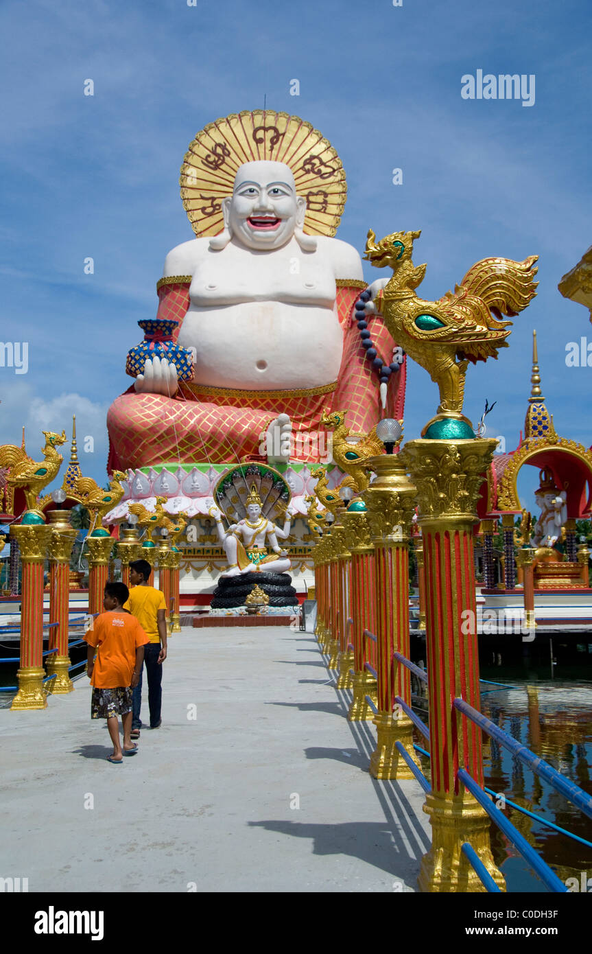 Thailandia, Ko Samui (aka Koh Samui). Wat Plai Laem aka Plai Laem tempio, Big Buddha felice di prosperità tempio. Foto Stock